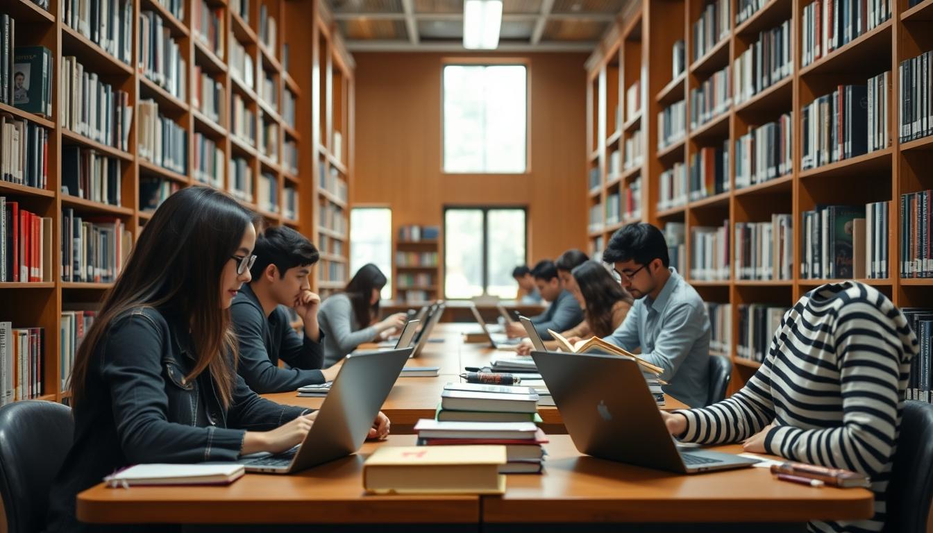 Students collaborating in study space